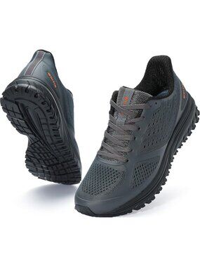 Joomra Men's Dark Grey Closed Toe Cushioned Athletic Lace Up Sneakers Shoes